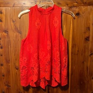Red lace tank top